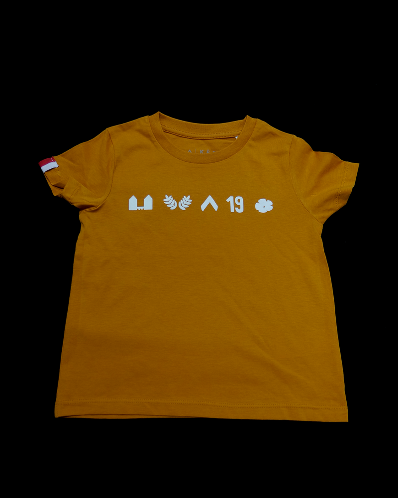 T-shirt Kèrl - mosterdgeel - icoontjes - Kids
